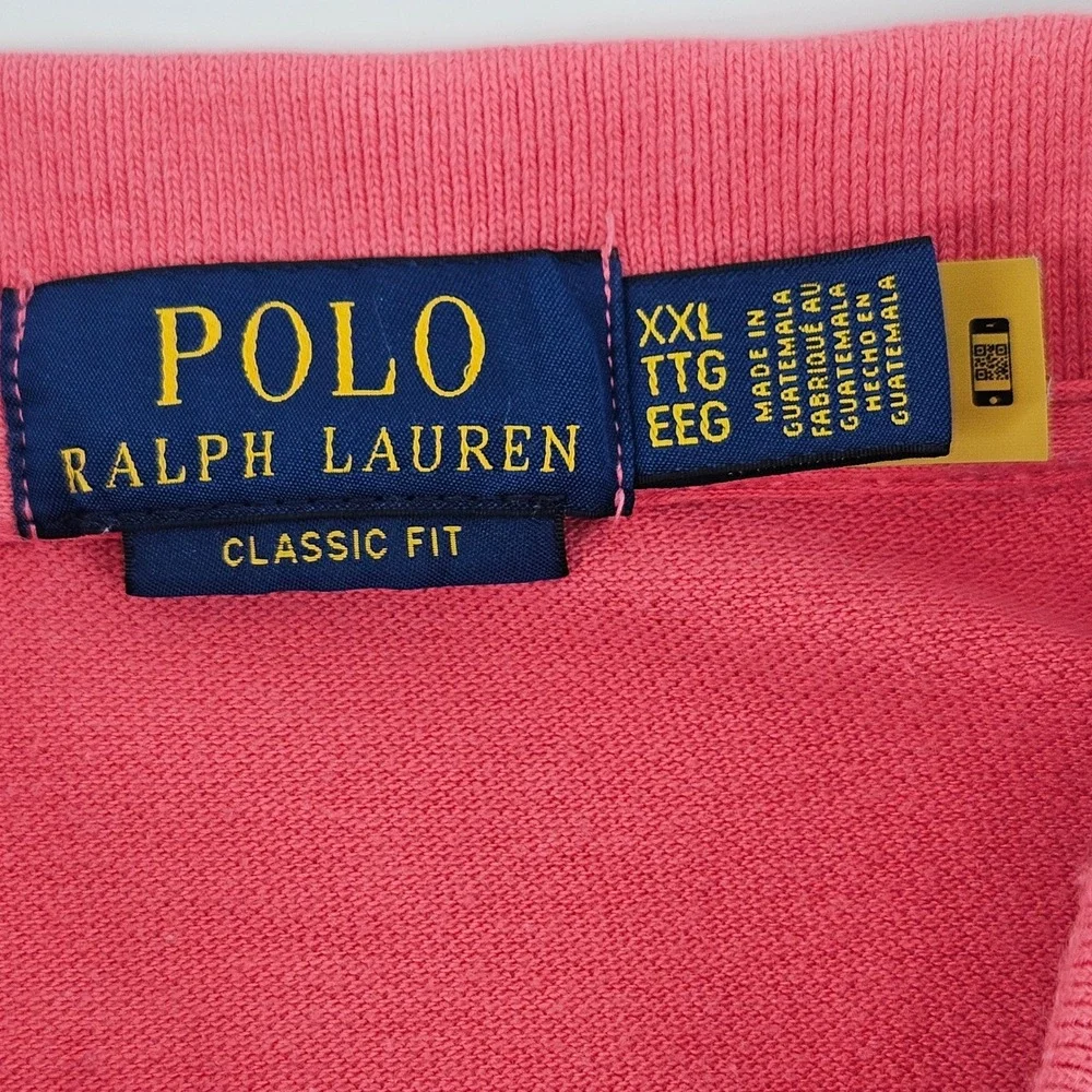 Polo Ralph Lauren Mens XXL Classic Fit Salmon Pink Short Sleeve Mesh Polo Shirt